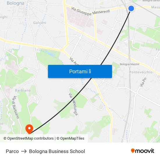 Parco to Bologna Business School map