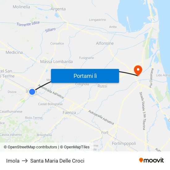 Imola to Santa Maria Delle Croci map