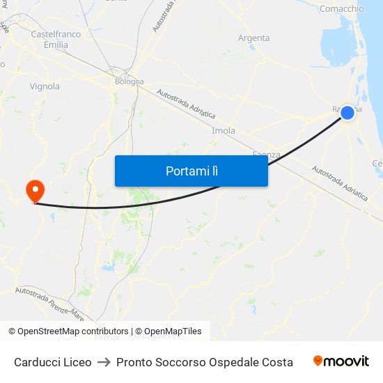 Carducci Liceo to Pronto Soccorso Ospedale Costa map