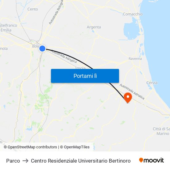 Parco to Centro Residenziale Universitario Bertinoro map