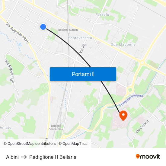 Albini to Padiglione H Bellaria map