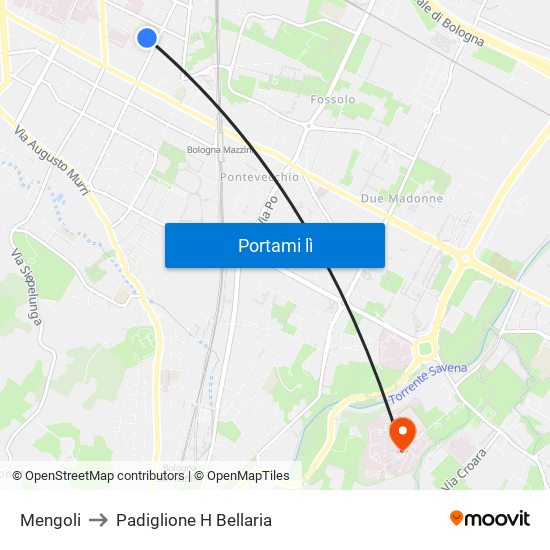 Mengoli to Padiglione H Bellaria map