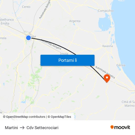 Martini to Cdv Settecrociari map