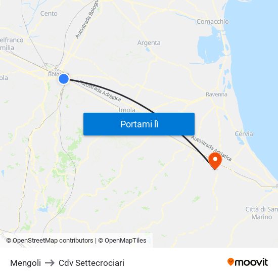 Mengoli to Cdv Settecrociari map
