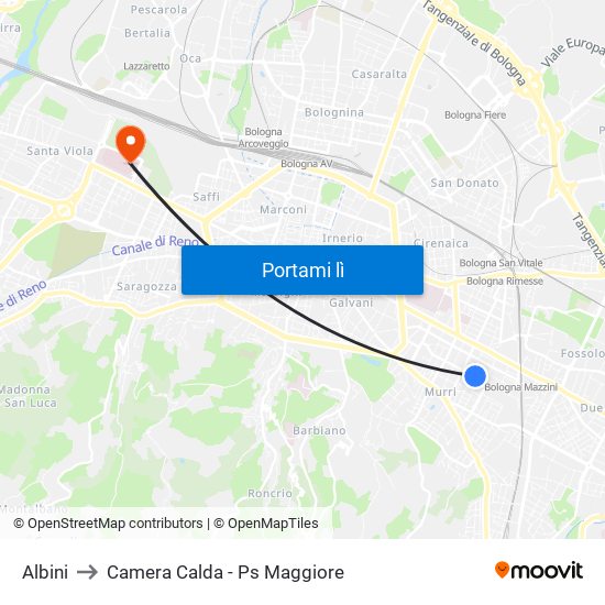 Albini to Camera Calda - Ps Maggiore map