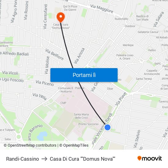 Randi-Cassino to Casa Di Cura ""Domus Nova"" map