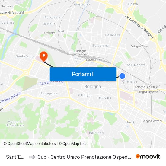 Sant`Egidio to Cup - Centro Unico Prenotazione Ospedale Maggiore map