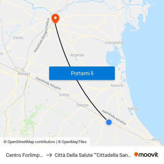 Centro Forlimpopoli to Città Della Salute ""Cittadella San Rocco"" map