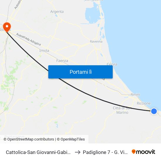 Cattolica-San Giovanni-Gabicce to Padiglione 7 - G. Viola map