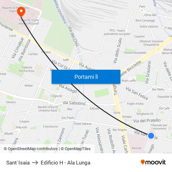 Sant`Isaia to Edificio H - Ala Lunga map