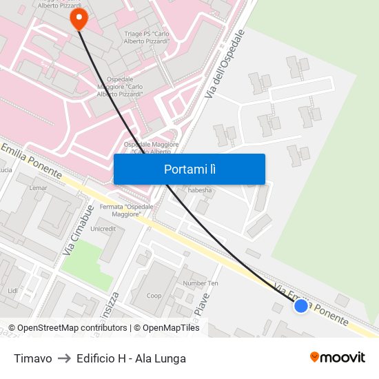 Timavo to Edificio H - Ala Lunga map