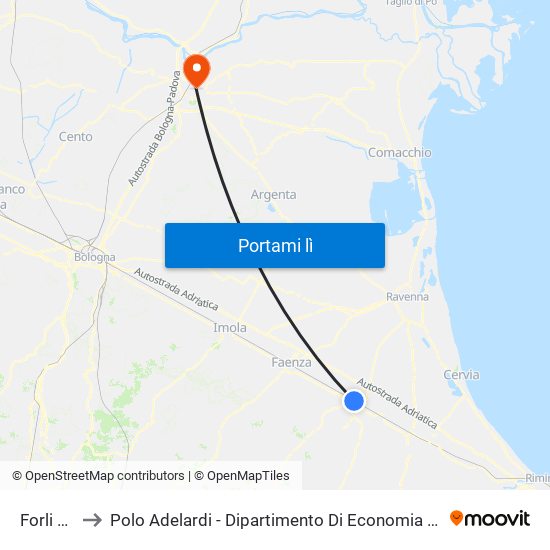 Forli FS C to Polo Adelardi - Dipartimento Di Economia E Management map