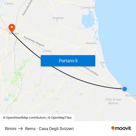 Rimini to Rems - Casa Degli Svizzeri map