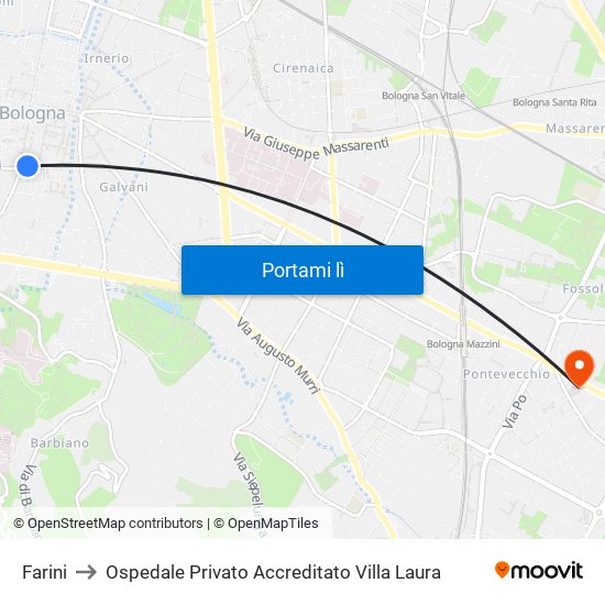 Farini to Ospedale Privato Accreditato Villa Laura map