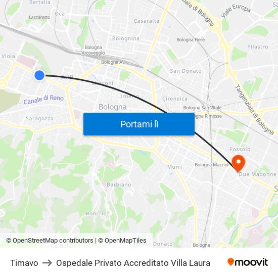 Timavo to Ospedale Privato Accreditato Villa Laura map