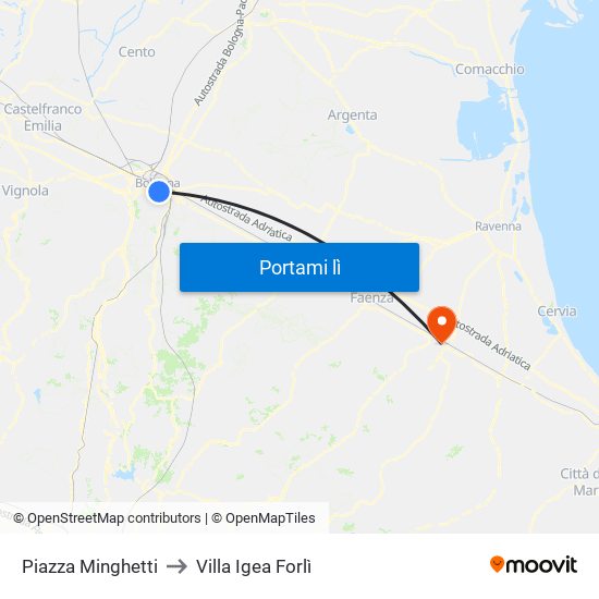 Piazza Minghetti to Villa Igea Forlì map