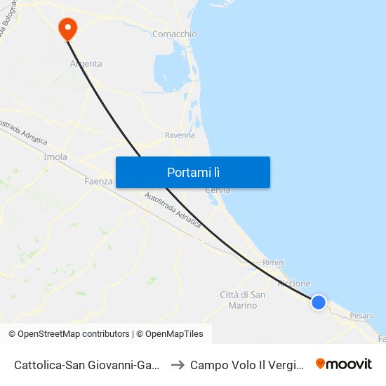 Cattolica-San Giovanni-Gabicce to Campo Volo Il Verginese map