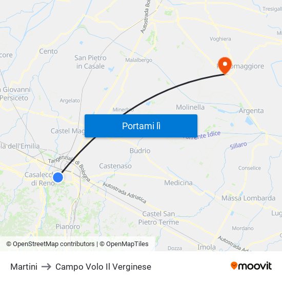 Martini to Campo Volo Il Verginese map