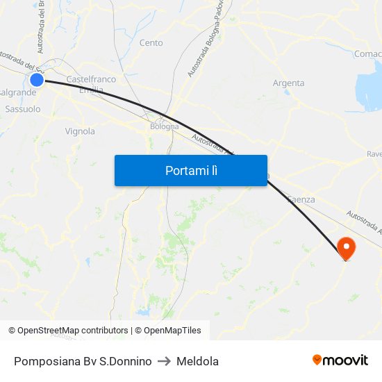 Pomposiana Bv S.Donnino to Meldola map