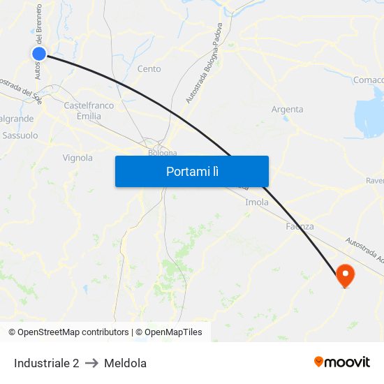 Industriale 2 to Meldola map