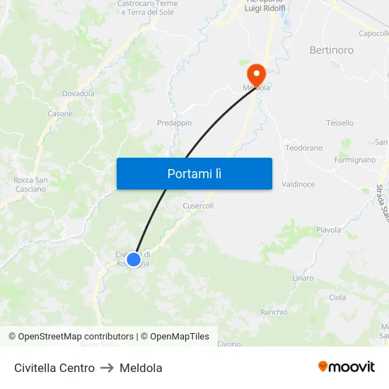 Civitella Centro to Meldola map