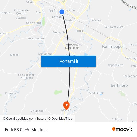 Forli FS C to Meldola map