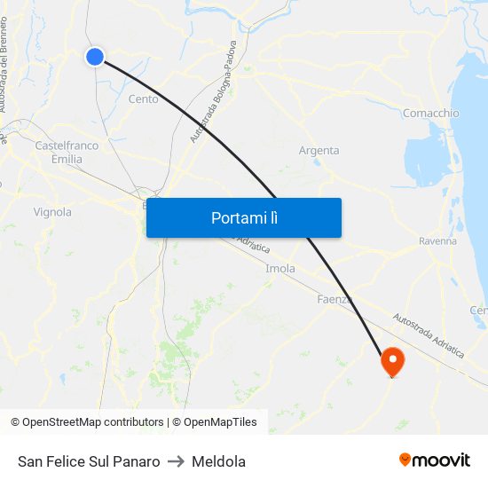 San Felice Sul Panaro to Meldola map