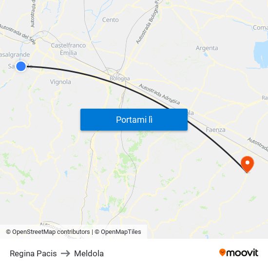 Regina Pacis to Meldola map
