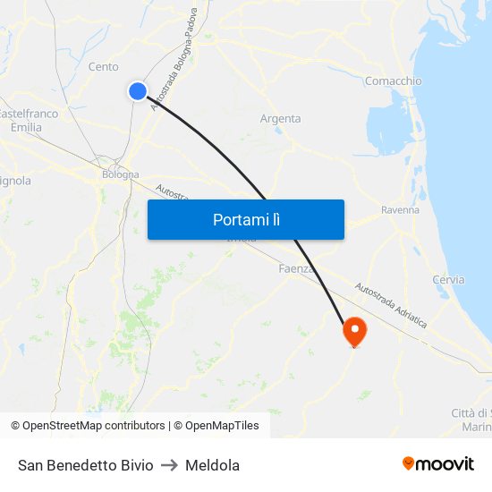 San Benedetto Bivio to Meldola map