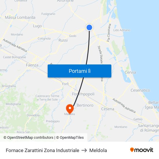 Fornace Zarattini Zona Industriale to Meldola map