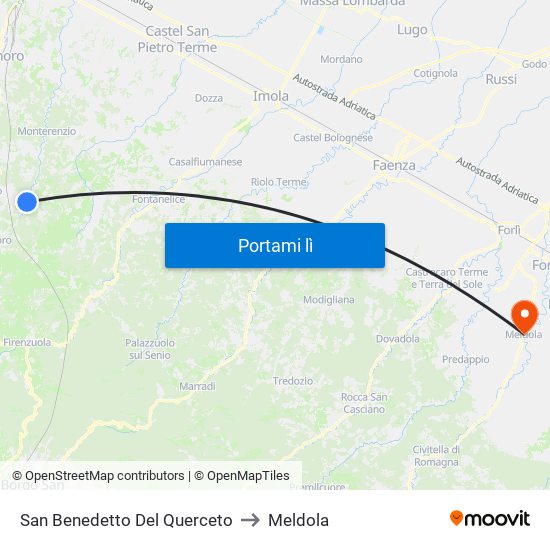 San Benedetto Del Querceto to Meldola map