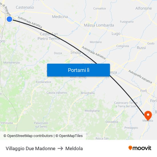 Villaggio Due Madonne to Meldola map