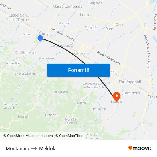 Montanara to Meldola map