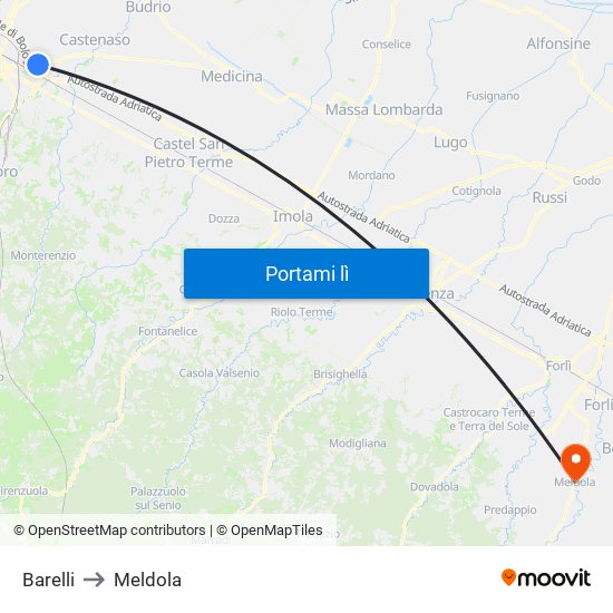 Barelli to Meldola map