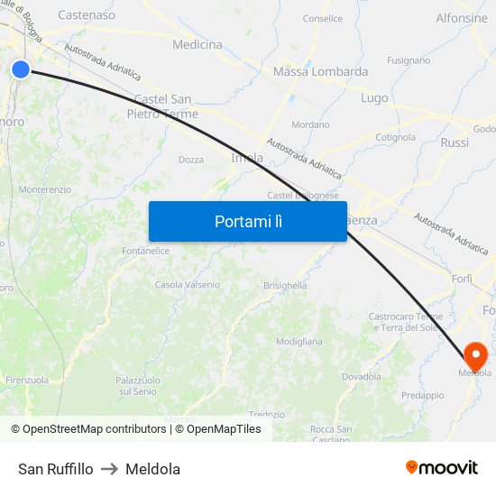 San Ruffillo to Meldola map