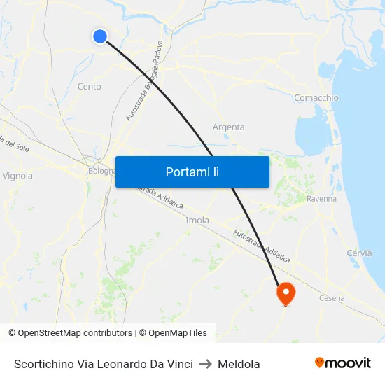 Scortichino Via Leonardo Da Vinci to Meldola map