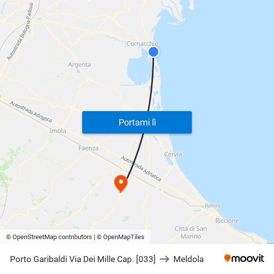 Porto Garibaldi Via Dei Mille Cap. [033] to Meldola map