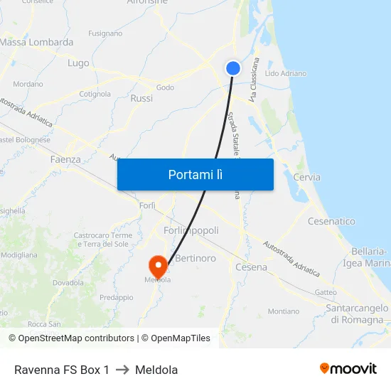 Ravenna FS Box 1 to Meldola map