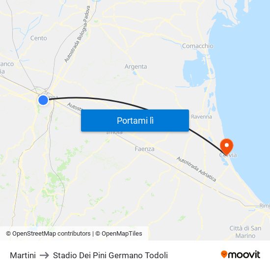 Martini to Stadio Dei Pini Germano Todoli map