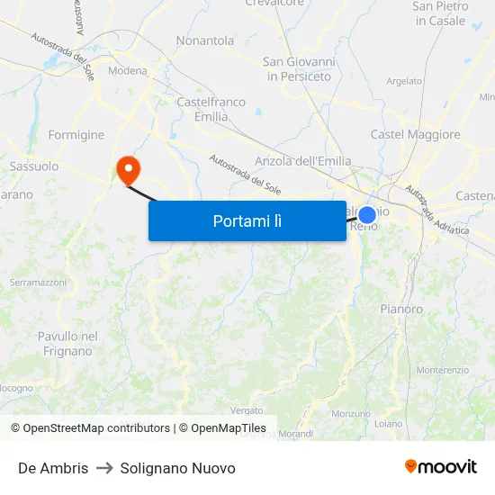 De Ambris to Solignano Nuovo map
