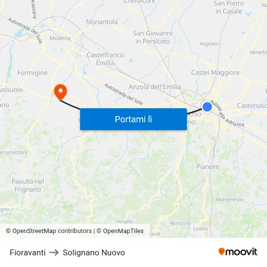 Fioravanti to Solignano Nuovo map