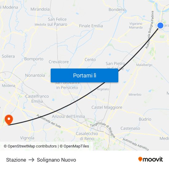 Stazione to Solignano Nuovo map