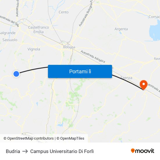 Budria to Campus Universitario Di Forlì map