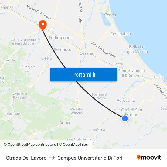 Strada Del Lavoro to Campus Universitario Di Forlì map