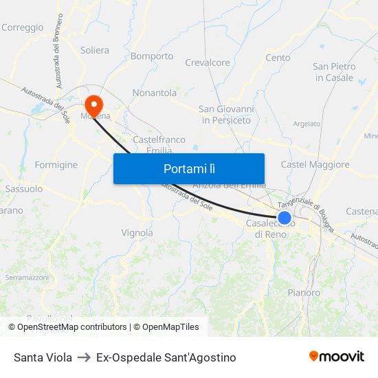 Santa Viola to Ex-Ospedale Sant'Agostino map