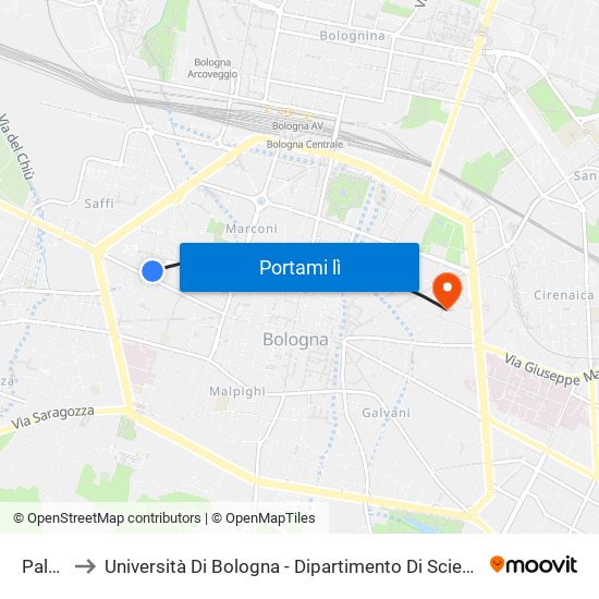 Palasport to Università Di Bologna - Dipartimento Di Scienze Biologiche, Geologiche E Ambientali map