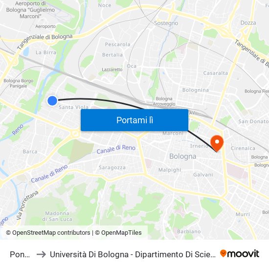 Pontelungo to Università Di Bologna - Dipartimento Di Scienze Biologiche, Geologiche E Ambientali map