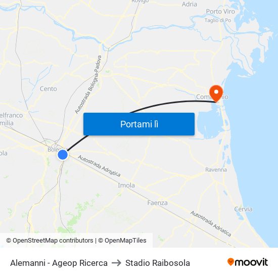 Alemanni - Ageop Ricerca to Stadio Raibosola map