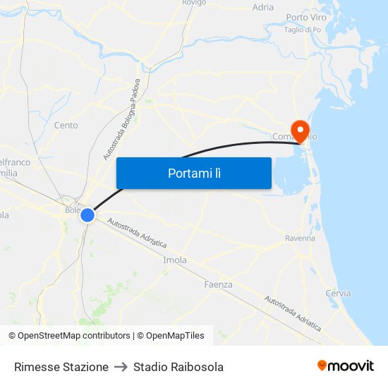 Rimesse Stazione to Stadio Raibosola map