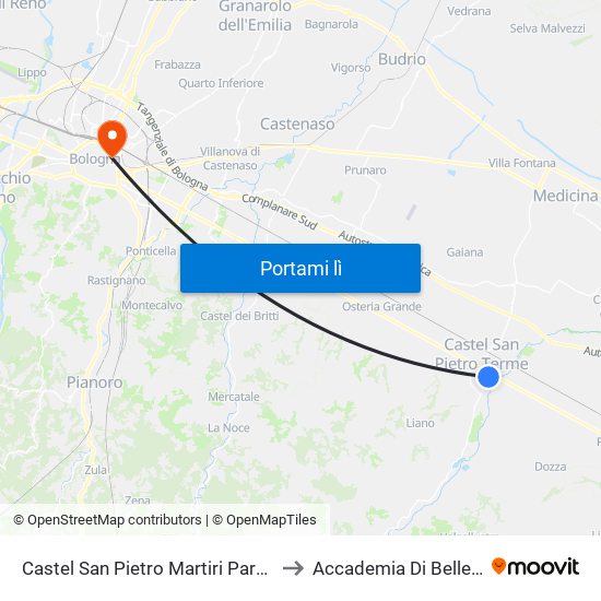 Castel San Pietro Martiri Partigiani to Accademia Di Belle Arti map
